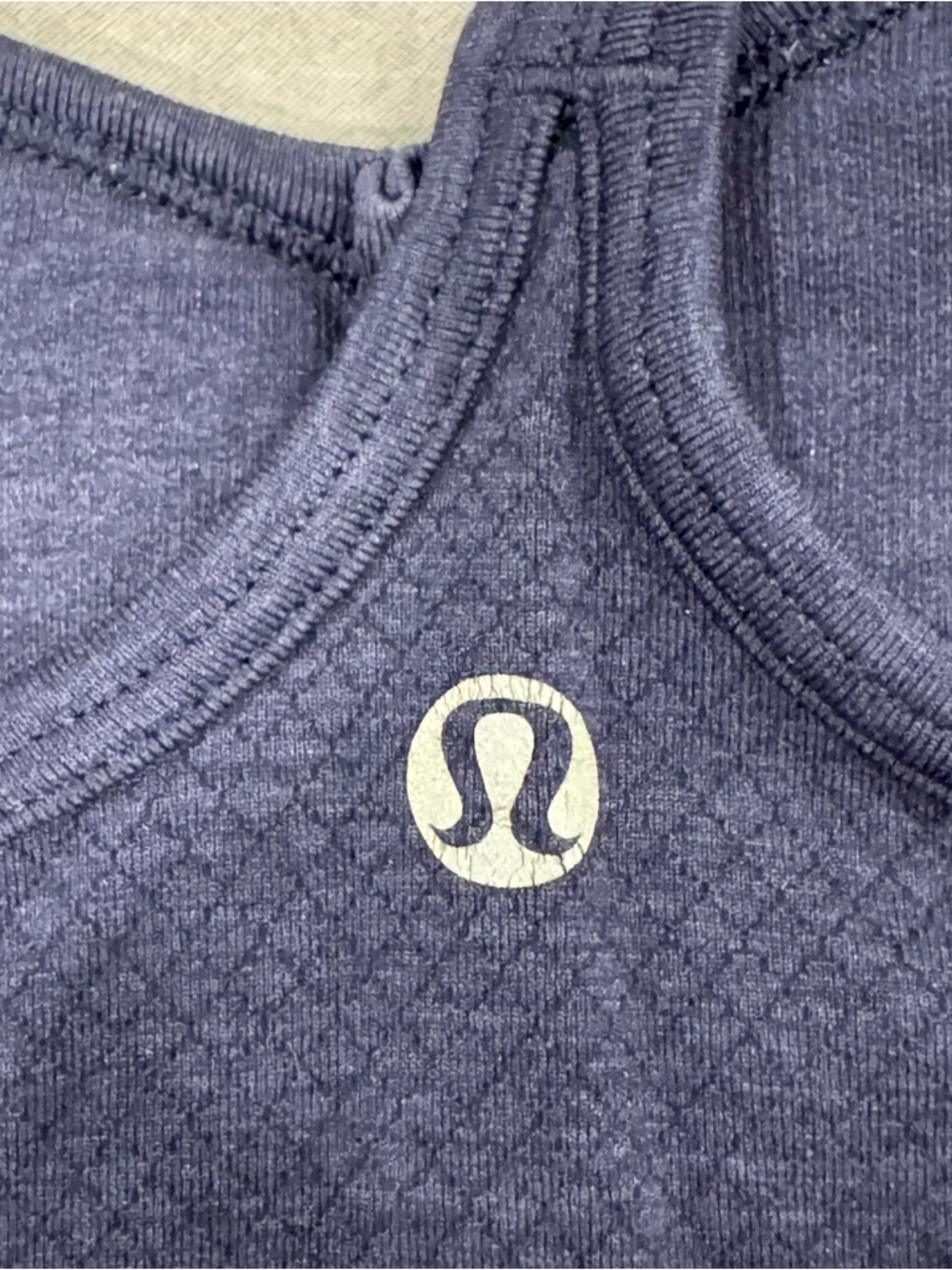 Lululemon Navy Strappy Knit shelf bra tank with Textured Stripes - Picture 7 of 10